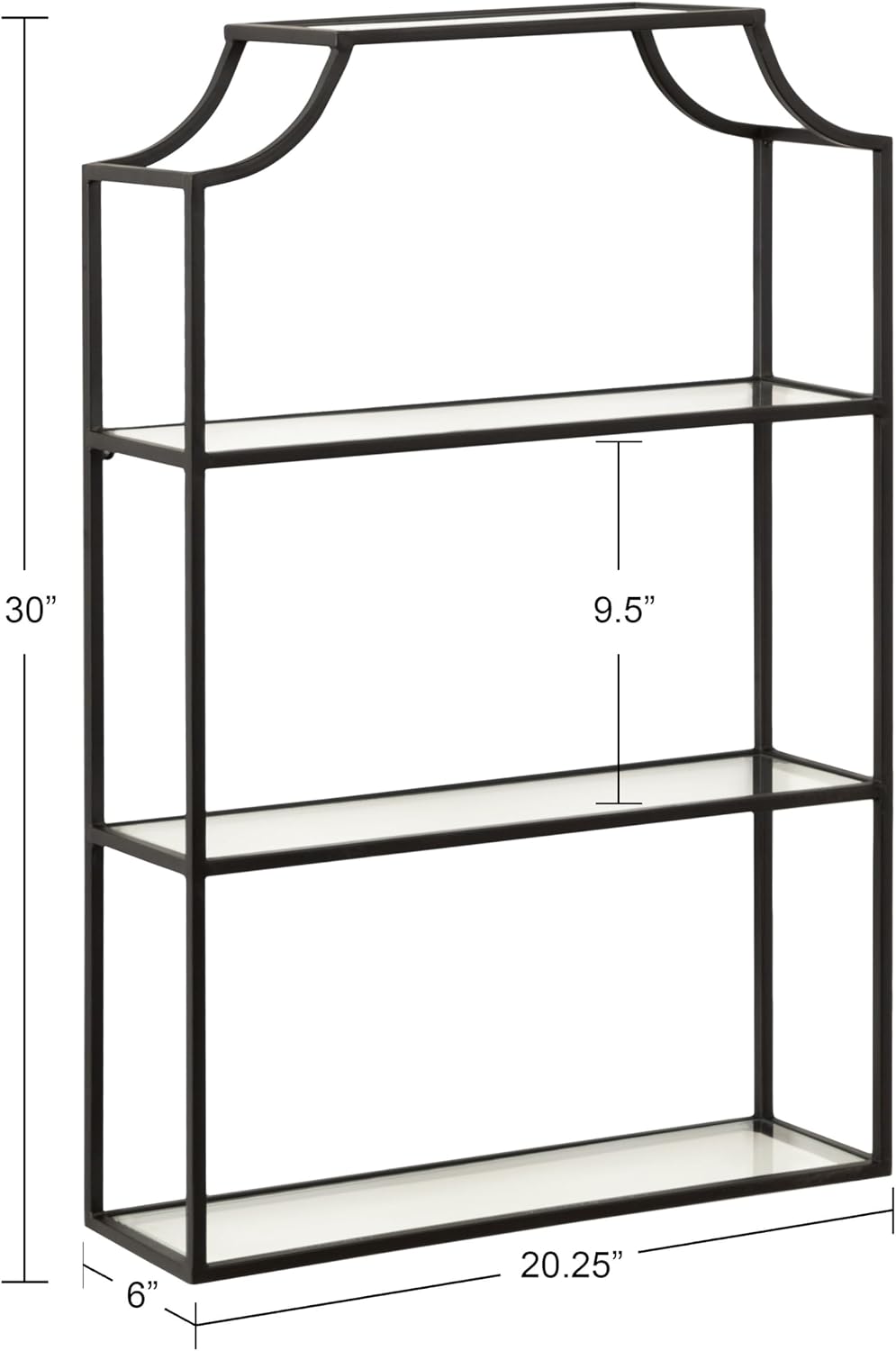 Kate and Laurel Ciel 3 Tiered Wall Shelf, 20 x 30, Black, Decorative Floating Shelf Storage and Wall Organizer