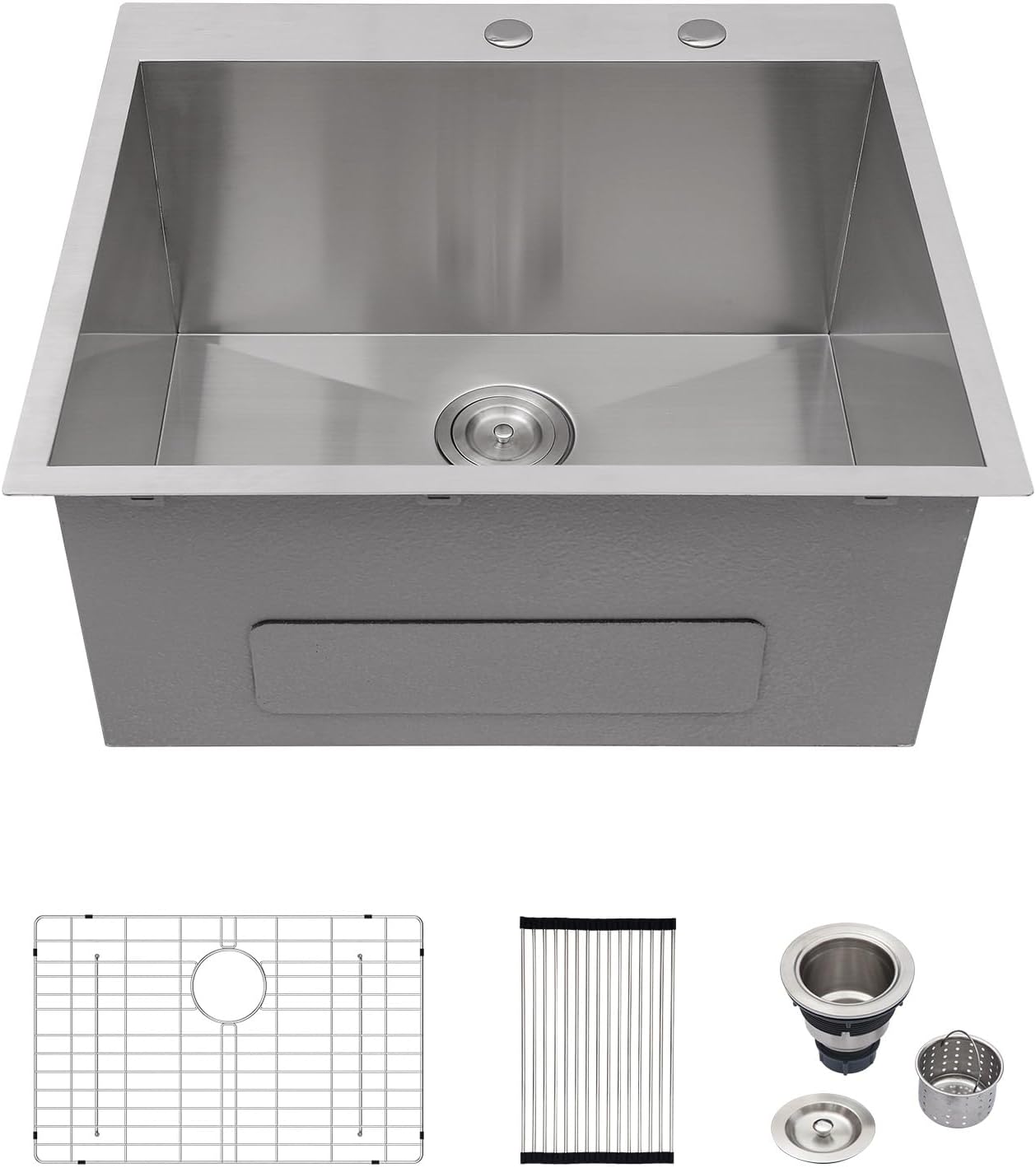 Logmey 25x22 Drop in Laundry Sink 25 Inch Laundry Room 12' Deep Sinks Handmade 16 Gauge Heavy Duty Stainless Steel Large Capacity Utility Washing Tub for Home & Commercial Use
