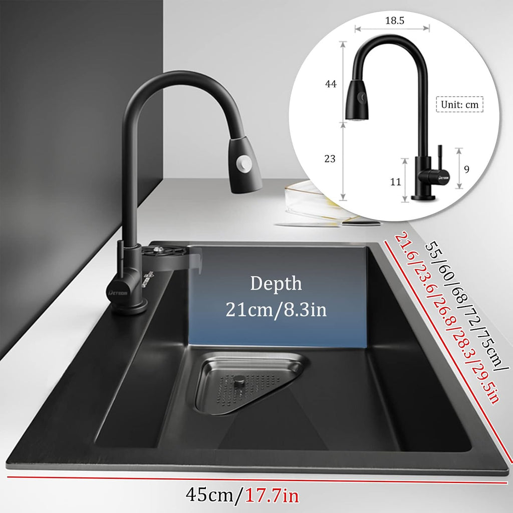 Kitchen Sinks, Kitchen Sink Multi-Function Bar Prepare Sink with Faucet Cup Washer Single Bowl Sink Single Bowl Kitchen Sink (72 * 45Cm