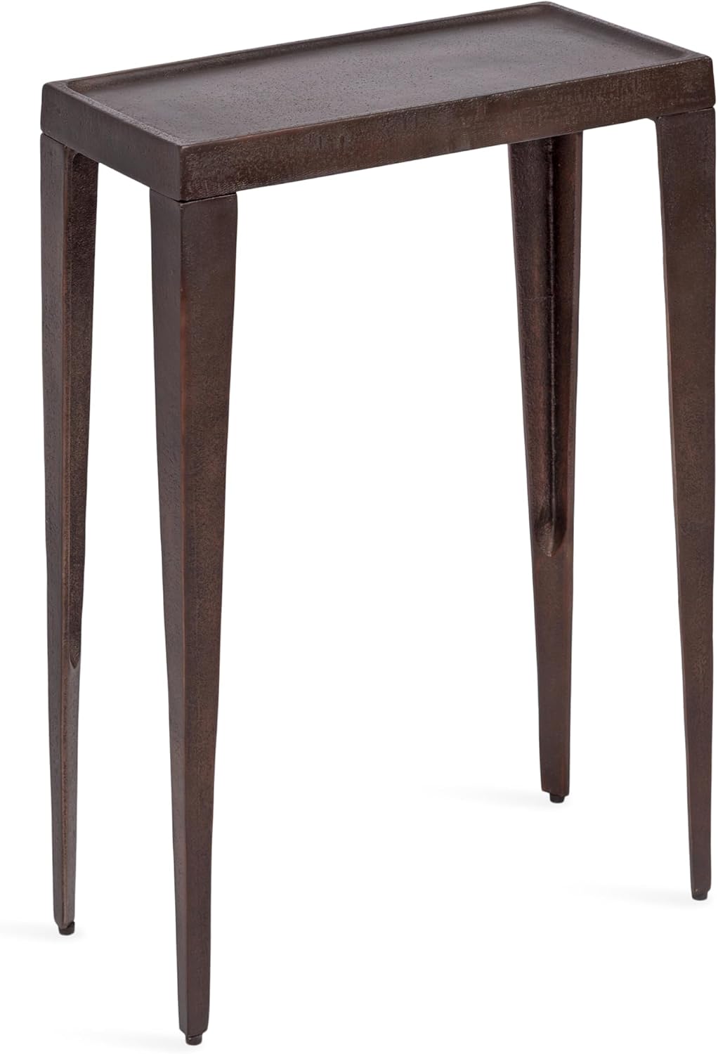 Kate and Laurel Rava Modern Cast Aluminum Metal Narrow Side Table, 16 x 8 x 25, Bronze, Slim Bedroom Nightstand for Use as Bedside Table or Skinny Living Room End Table