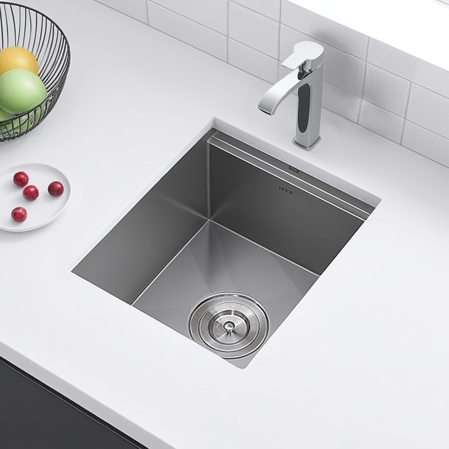 KINGO HOME 13x15 Inch Stainless Steel Small Bar Sink Undermount, RV Sinks Workstation 16 Gauge Ledge RV Kitchen Single Bowl Kitchen Wet Bar Prep Sink with Accessories
