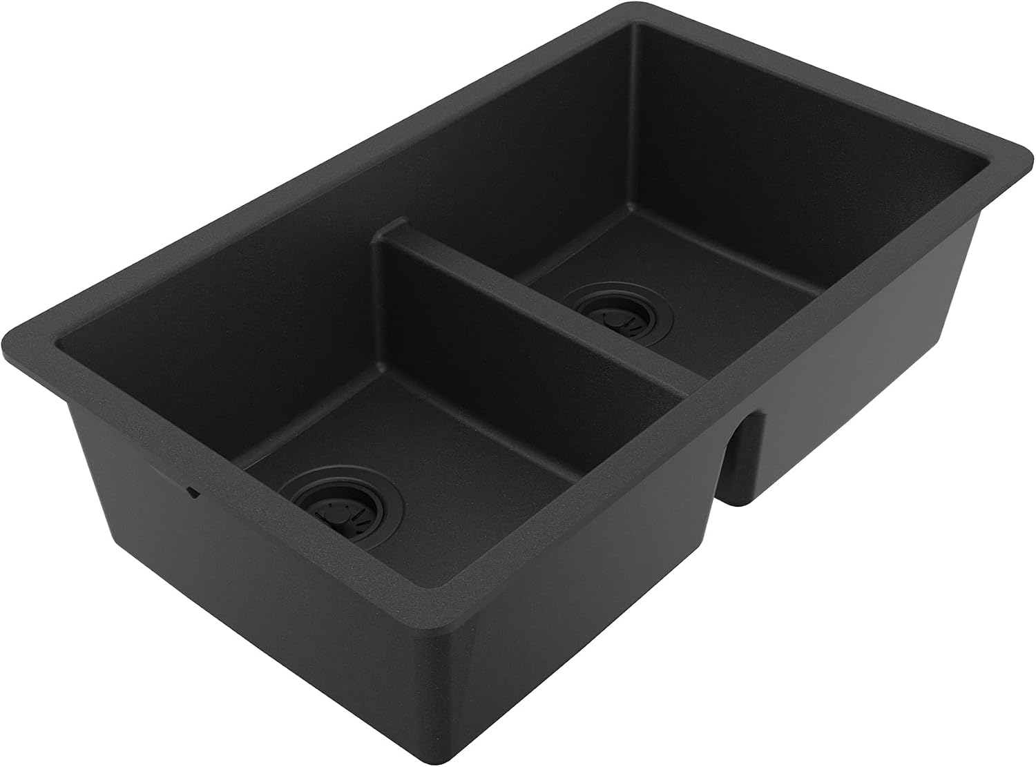 Karran 32' Black Quartz Composite Undermount Double Bowl Kitchen Sink with Low Divider – 50/50 Equal Bowl, 80% Natural Quartz, 535°F Heat Resistant, Sound Dampening, QU-810