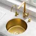 Gold Single Bowl Kitchen Sink Stainless Steel Small Bar Sink with Faucet and Drain Kit Drop-in Or Undermount (Color : Gold-2, Size : 36x36cm) (Gold2 36x36cm)