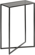 Kate and Laurel Jaspur Modern Narrow End Table, 16 x 8 x 24, Tinted Glass and Gray Metal, Decorative Contemporary Glass and Metal Side Table for Use as Bedroom Nightstand or Living Room Accent