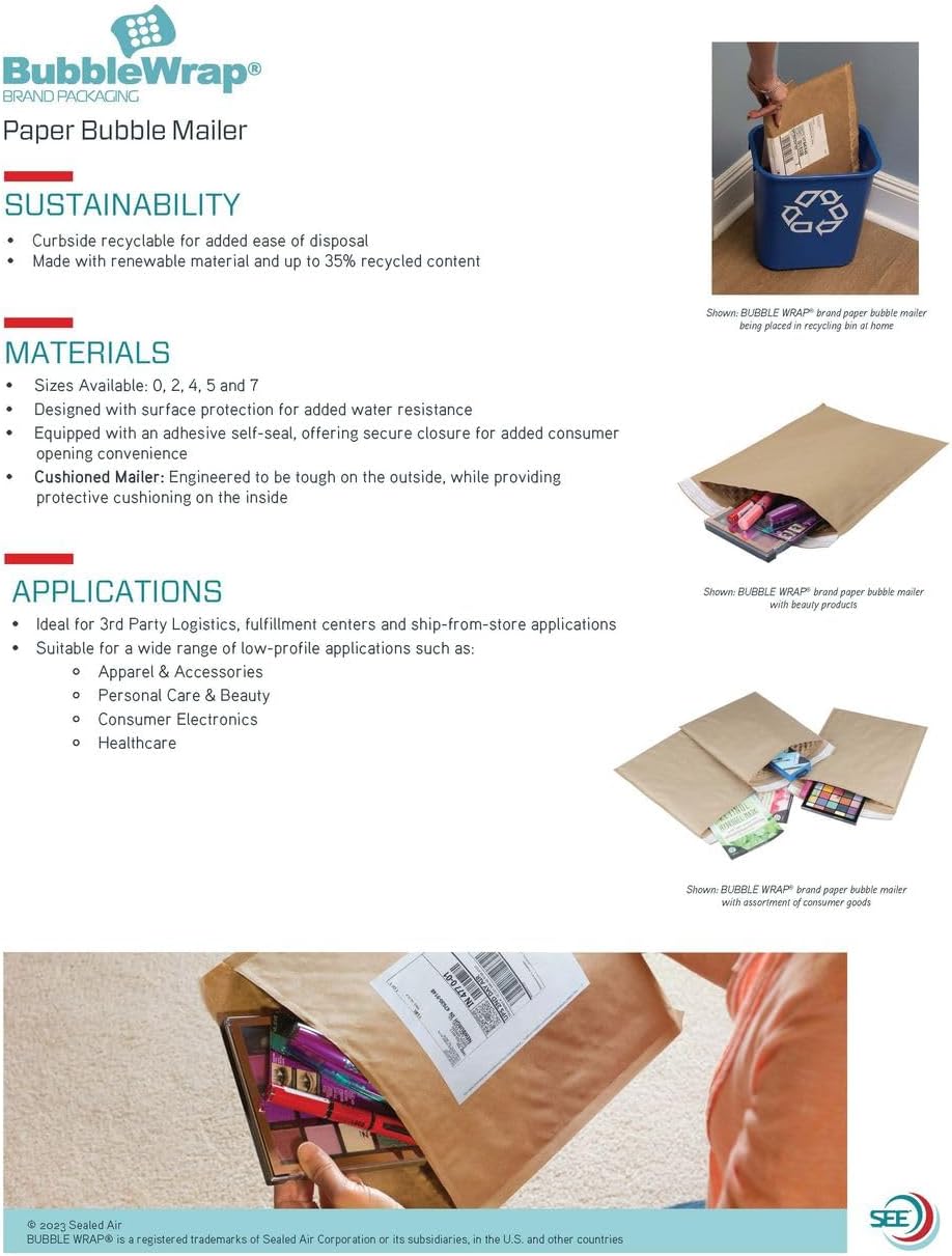 Paper Bubble Mailer #4 9.5'x14.5' - 150/Case
