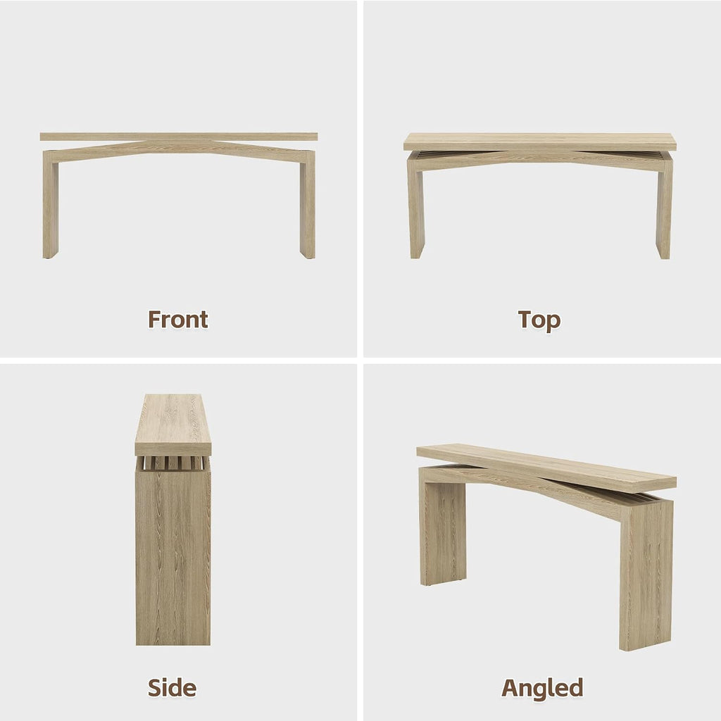 Epecoya Rustic Wood Console Table Entryway 63-Inch, Farmhouse Entrance Tables Narrow Long Wooden, Modern Console Tables for Entryway, Living Room, Light Tan Wood
