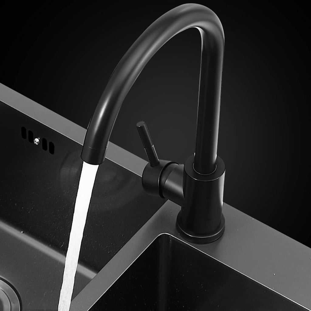 Black Double Bowl Kitchen Sink 304 Stainless Steel Bar Sink Square RV Sink with Faucet & Drain Top Mount Or Undermount (Color : Black-a, Size : 88x48x22cm)