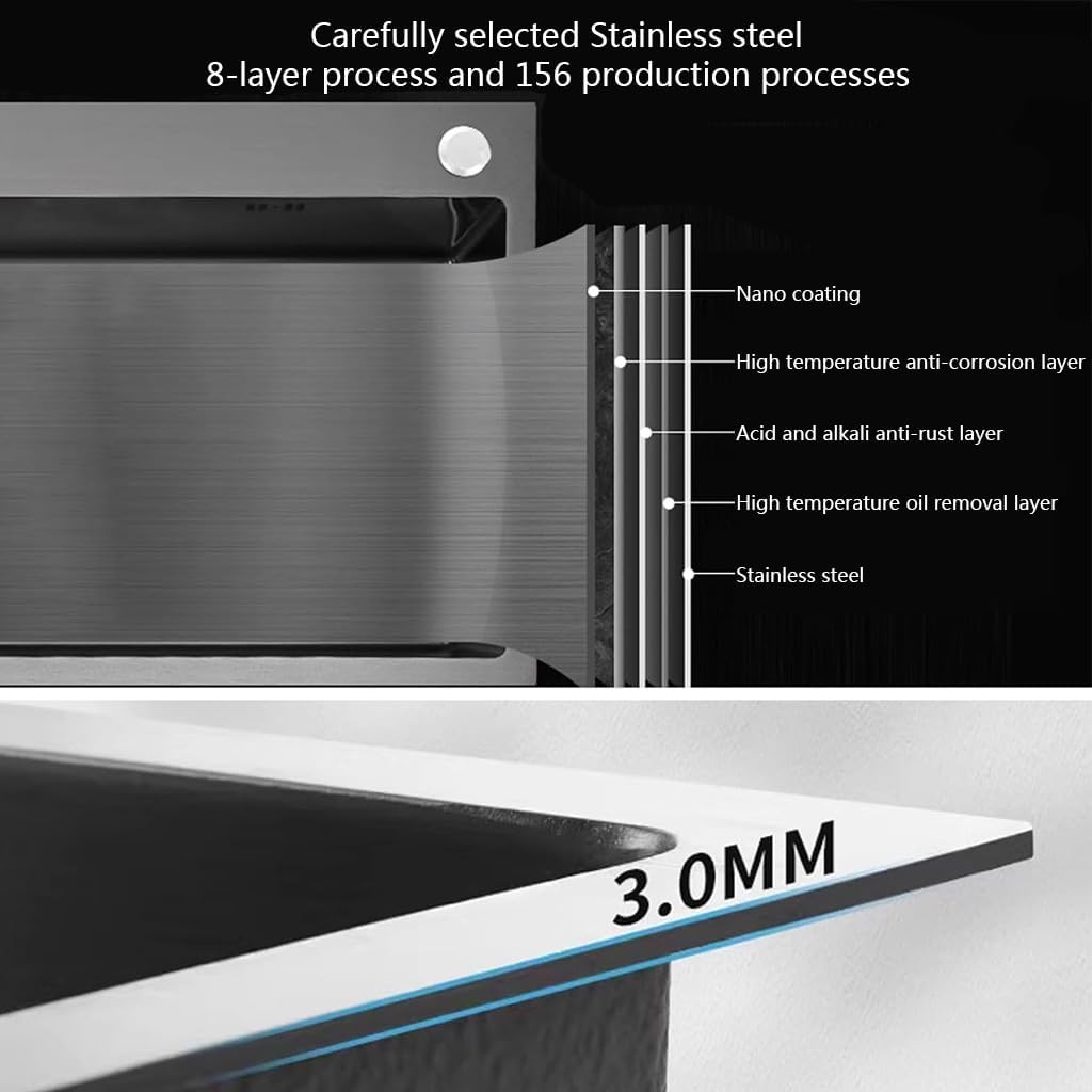 Drop in Stainless Steel Kitchen Sink, 16 Gauge Single Bowl Kitchen Sink, Black 3 Hole Workstation Sink, Topmount Bar Sink, Farmhouse Workstation Sink with Multiple Accessories (23.6 x 17.7in)