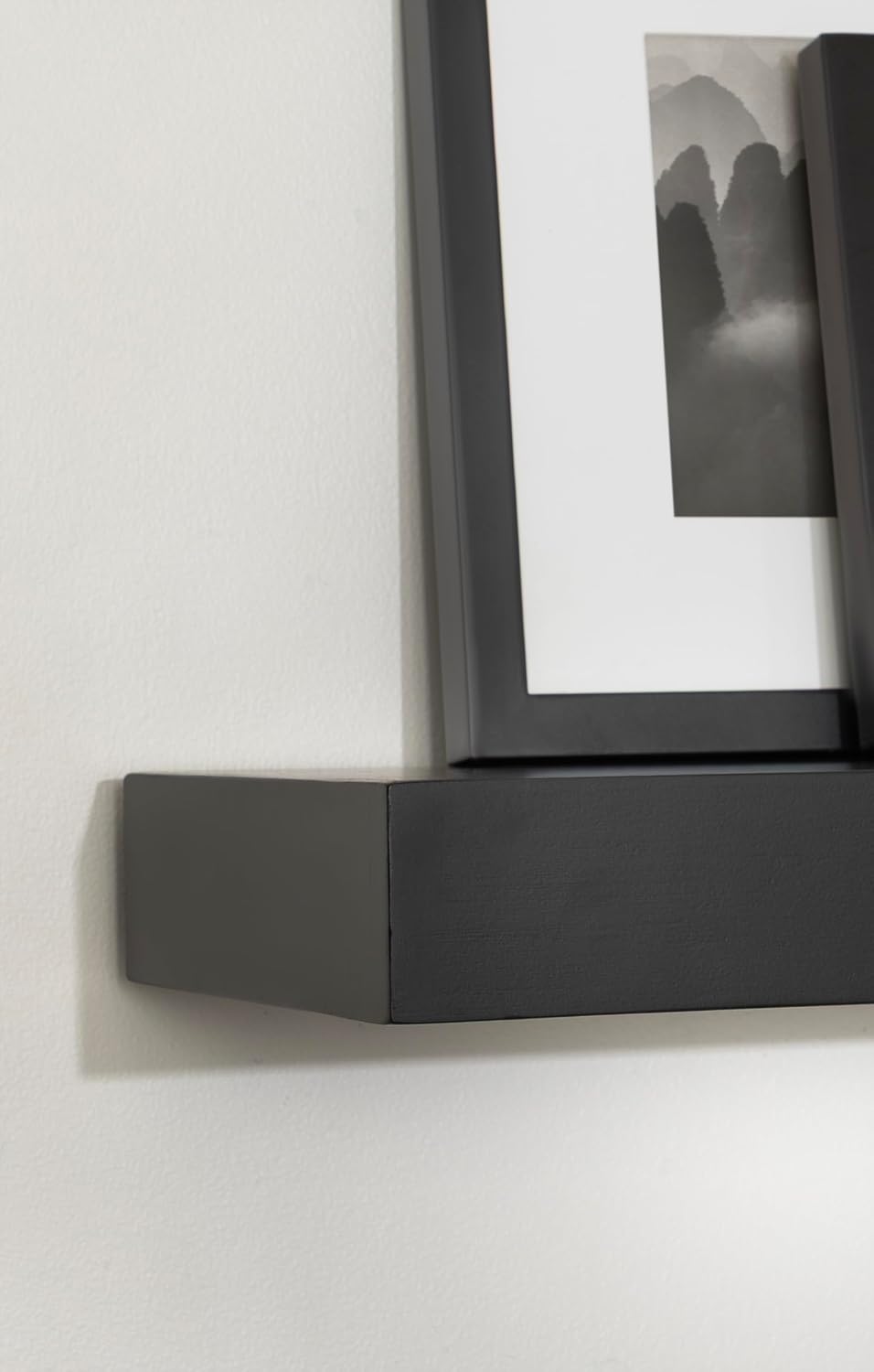 Kate and Laurel Havlock Modern Wood Two-Piece Floating Corner Shelf Set, 26 x 8 x 3, Black, Wooden Corner Shelving with Unique Geometric Shape for Living Room Decor or Entryway Storage
