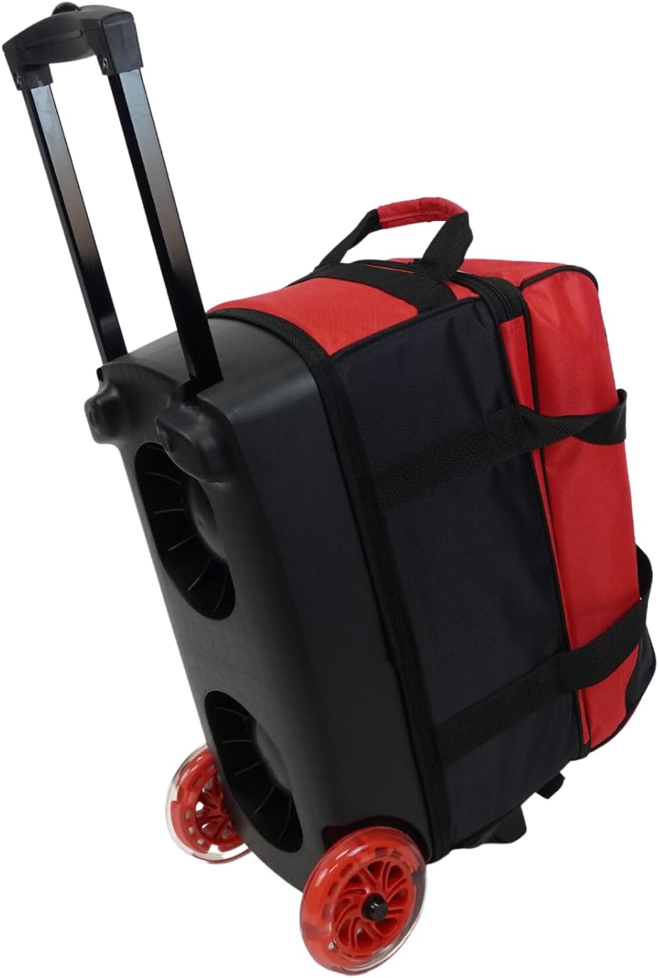 ELITE Deluxe 2 Ball Bowling Bag with 5' Smooth Wheels - Large Accessory Pocket, Shoe Compartment, 36' Extendable Handle