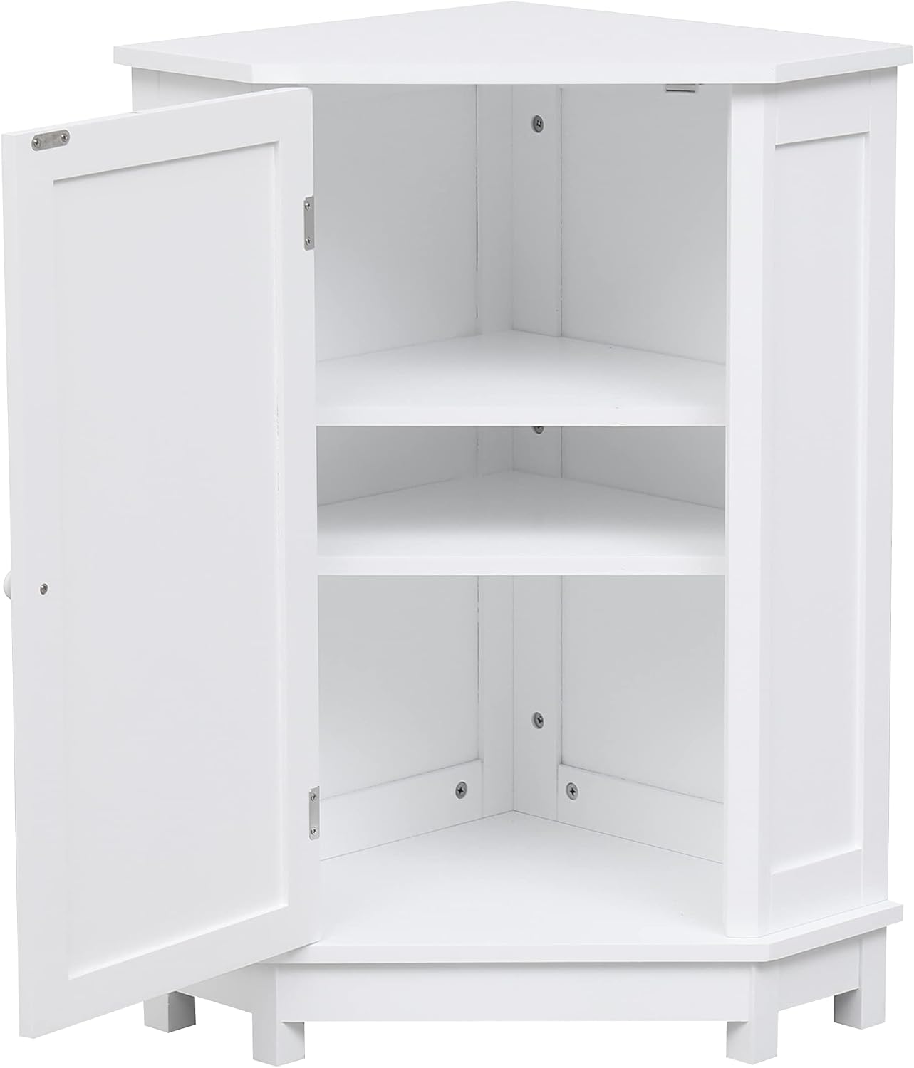 Merax Corner Cabinet White Bathroom Floor Storage with Adjustable Shelves for Kitchen, Living Room