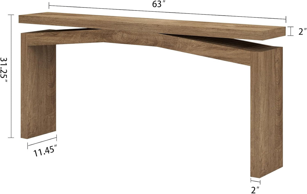 Epecoya Console Tables for Entryway 63-Inch, Wooden Sofa Tables Narrow Long Behind Couch Farmhouse, Modern Entryway Tables Rectangular for Entrance, Home, Living Room, Natural Brown