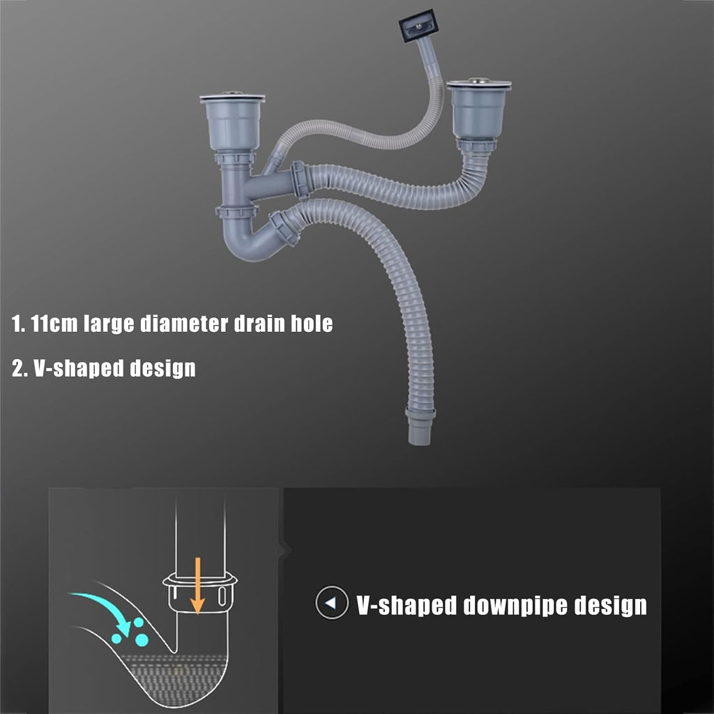Home Décor Sink Double Bowl Kitchen Sink Rv Sink with Large Bend Faucet and Drain Assembly Drop in or Undermount (78 * 46 * 24Cm