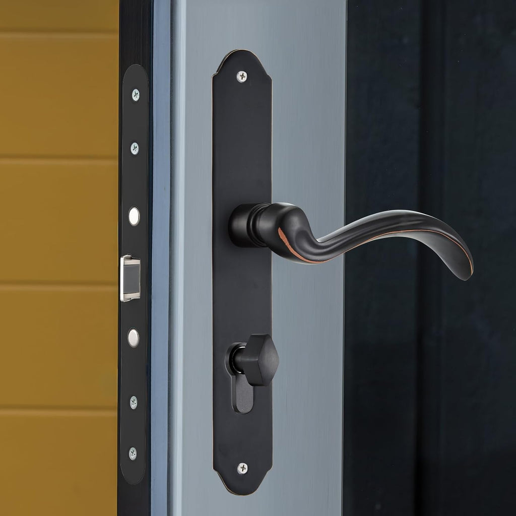 HauSun Storm Door Handle Set Replacement Kit with 2 Point Mortise Lock and Key,Security Door Keyed Lever Handle Fits for Pella or Larson Storm Door (Oil Rubbed Bronze)