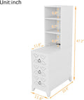 Mirightone Tall End Table with 3-Drawer and Shelves, Narrow Side Table with Charging Station, High Slim Corner Cabinet Bedside Table with Storage Bookcase for Living Room Bedroom, White