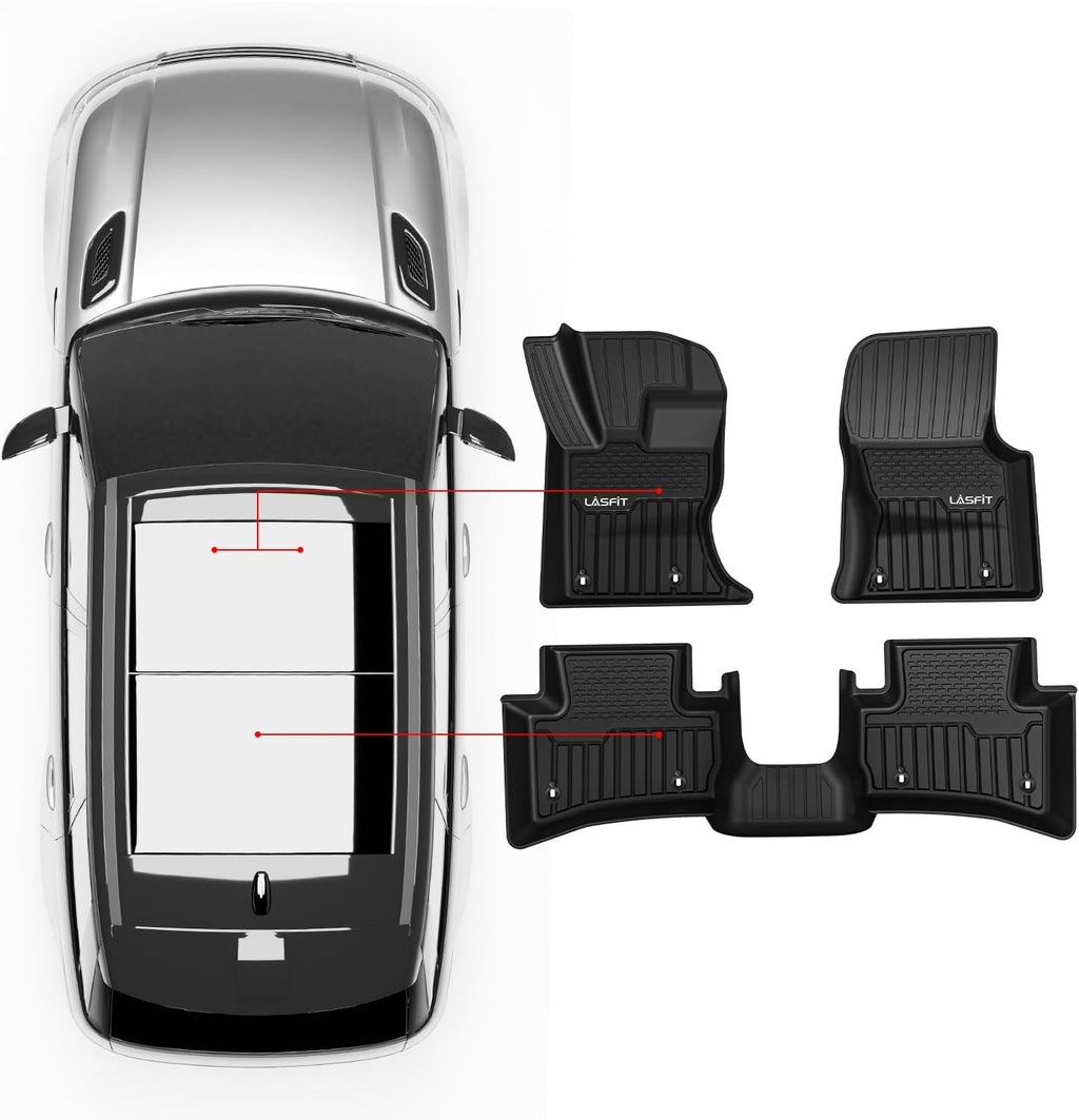 LASFIT Floor Mats Fit for Land Rover Range Rover Velar 2017-2026 & Jaguar F-Pace 2017-2026, Custom Fit TPE All Weather Waterproof Floor Liners 1st & 2nd Row Car Mats, Black
