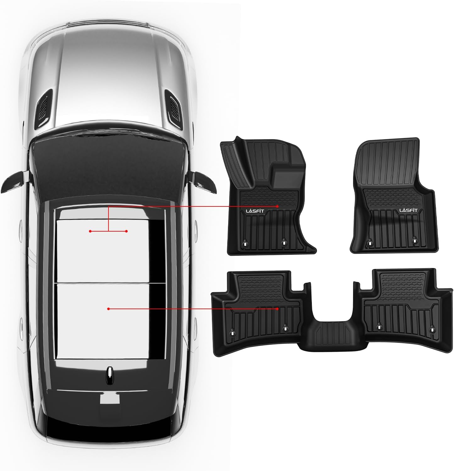 LASFIT Floor Mats Fit for Land Rover Range Rover Velar 2017-2026 & Jaguar F-Pace 2017-2026, Custom Fit TPE All Weather Waterproof Floor Liners 1st & 2nd Row Car Mats, Black
