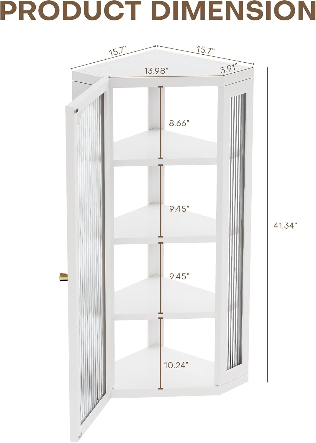 Bathroom Corner Wall Cabinet, Metal Medicine Cabinet with Glass Doors and Shelves, Hanging Corner Storage Cabinet for Bathroom, Kitchen, Laundry Room (White)