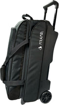 Pyramid Prime Triple Roller 3-Ball Bowling Bag with Extra Large Shoe Compartment (Fits Two Pairs of US Mens Size 15), Retractable Locking Handle (Extends to 41.5'), 1 Large Accessory Pocket, 5' Wheels