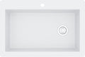 Karran QT-670 Drop-In/Top Mount 33' Single Bowl Granite Quartz Composite Kitchen Sink in White – Right Side Drain, Extra Deep 9' Basin, Heat & Scratch Resistant, Sound Dampening