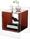 Acrylic Nightstand Colorful Bedside Table with Open Storage Shelf,Clear Side Table for Living Room (1, Dark Brown)