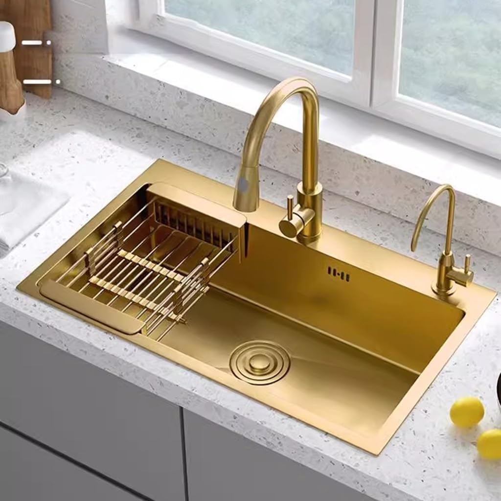 Single Bowl Kitchen Sink with Faucet Drain Hotel Restaurant Bar Sink Commercial Apartment Sink (55 * 45Cm