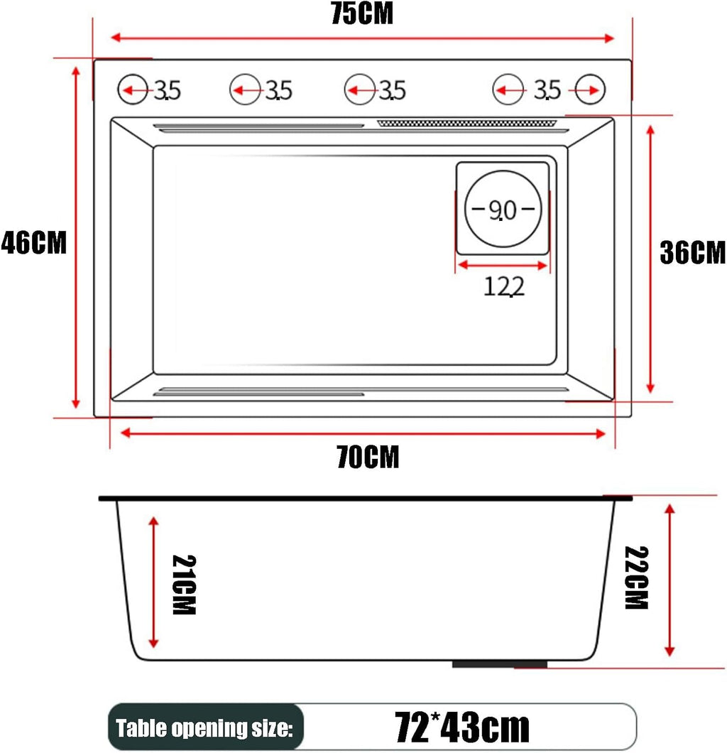 Kitchen Sink Hidden Waterfall Sink Single Bowl Kitchen Sink Built-in Sink Workstation 304 Stainless Steel Sink for Home(