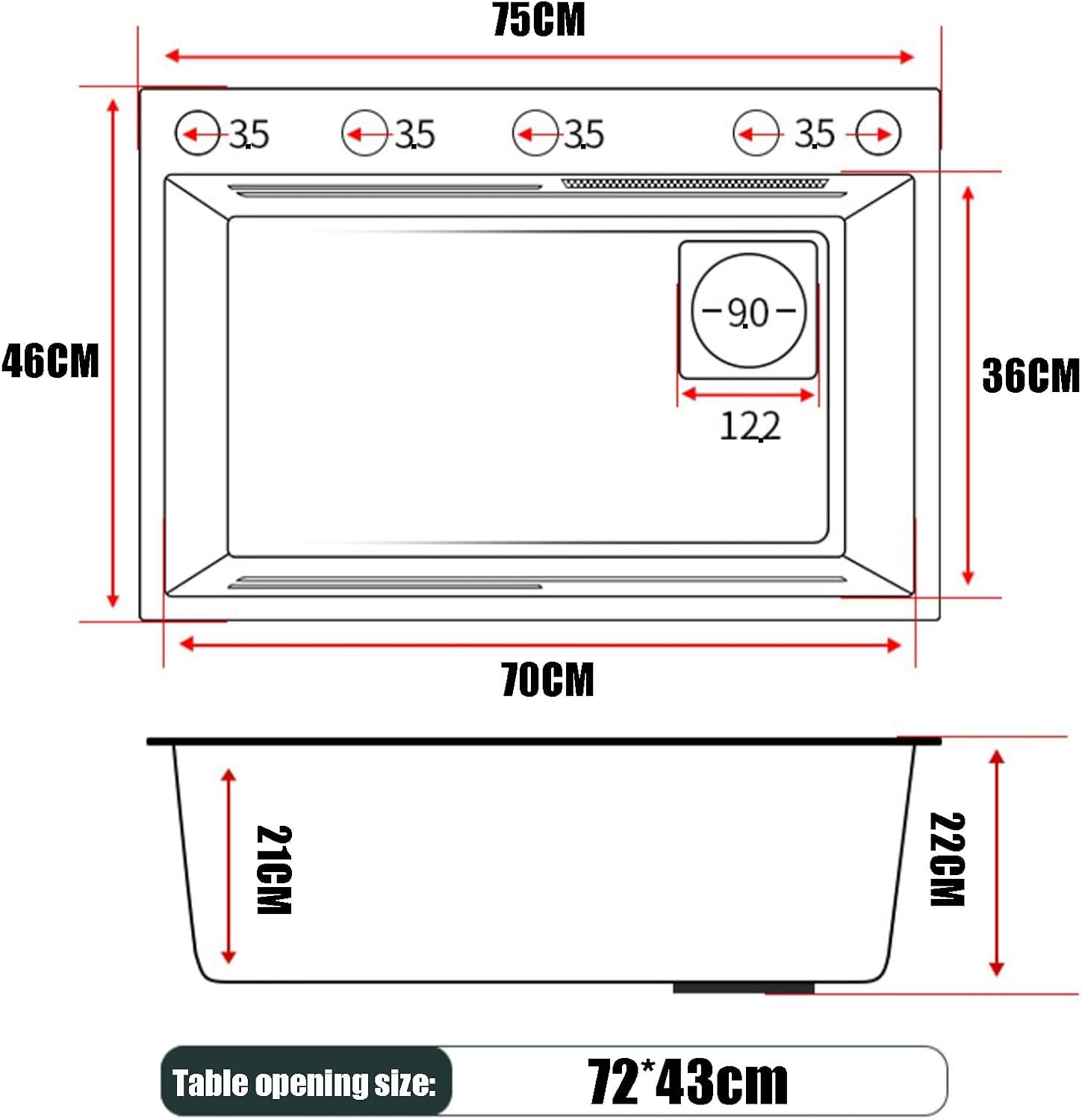 Kitchen Sink Hidden Waterfall Sink Single Bowl Kitchen Sink Built-in Sink Workstation 304 Stainless Steel Sink for Home(