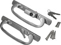 8.5' Legacy Sliding Patio Glass Door Offset Latch Brushed Chrome Handle Set with Keys - Sash Controls 2265 Keyed Lock - Fits 3-15/16' Screw Hole Spacing and 1-1/4' to 2-1/4' Door Thickness