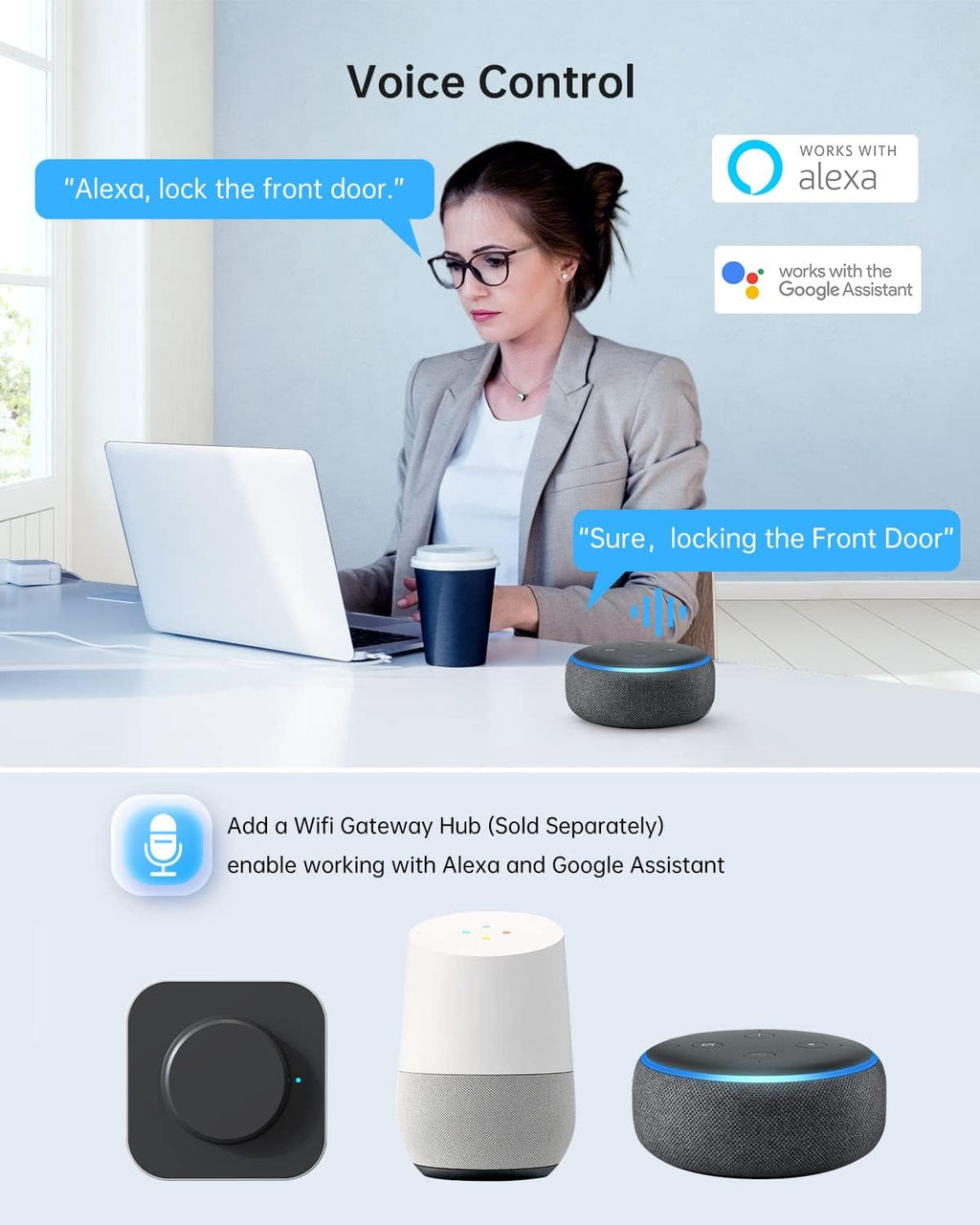 Smart Front Door Lock Set: SMONET Keyless Entry Door Lock with Handle, Front Handle Set Fingerprint Smart Deadbolt Bluetooth Electronic Digital Keypad, Alexa Unlock Silver