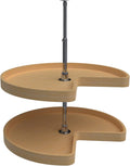 Rev-A-Shelf Dual Shelves Kidney-Shape 28' Lazy Susan Turntable Home Organizer for Diagonal Lower Corner & Base Kitchen Cabinets, Wooden, 4WLS472-28-52