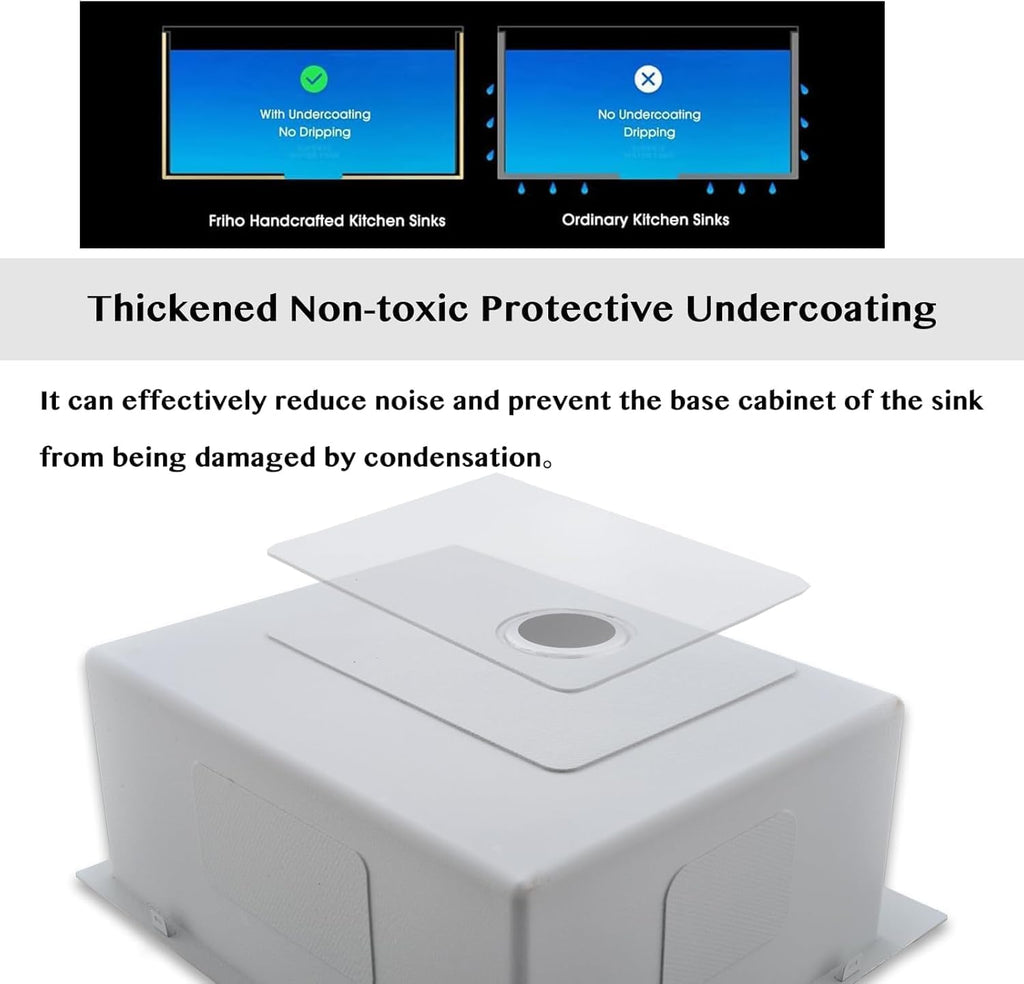Friho 25x22 Drop in Kitchen Sink, Brushed Nickel Topmount Kitchen Sinks, SUS304 Commercial Handmade 16 Gauge Single Bowl Stainless Steel Sink with Basket Strainer