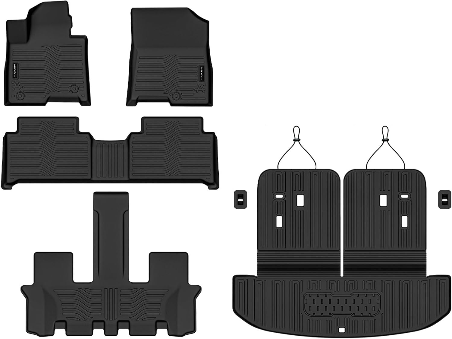AUXKO All Weather Floor Mats Cargo Mat Rear Back Seat Protector Fits for Kia Sorento Hybrid & PHEV 2021-2025 2026 TPE Liner Sorento Hybrid Accessoires Odorless Anti-Slip Black