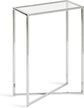 Kate and Laurel Jaspur Modern Slim End Table, 16 x 8 x 24, Silver, Decorative Glam Side Table for Use as Narrow Bedroom Nightstand or Living Room Accent