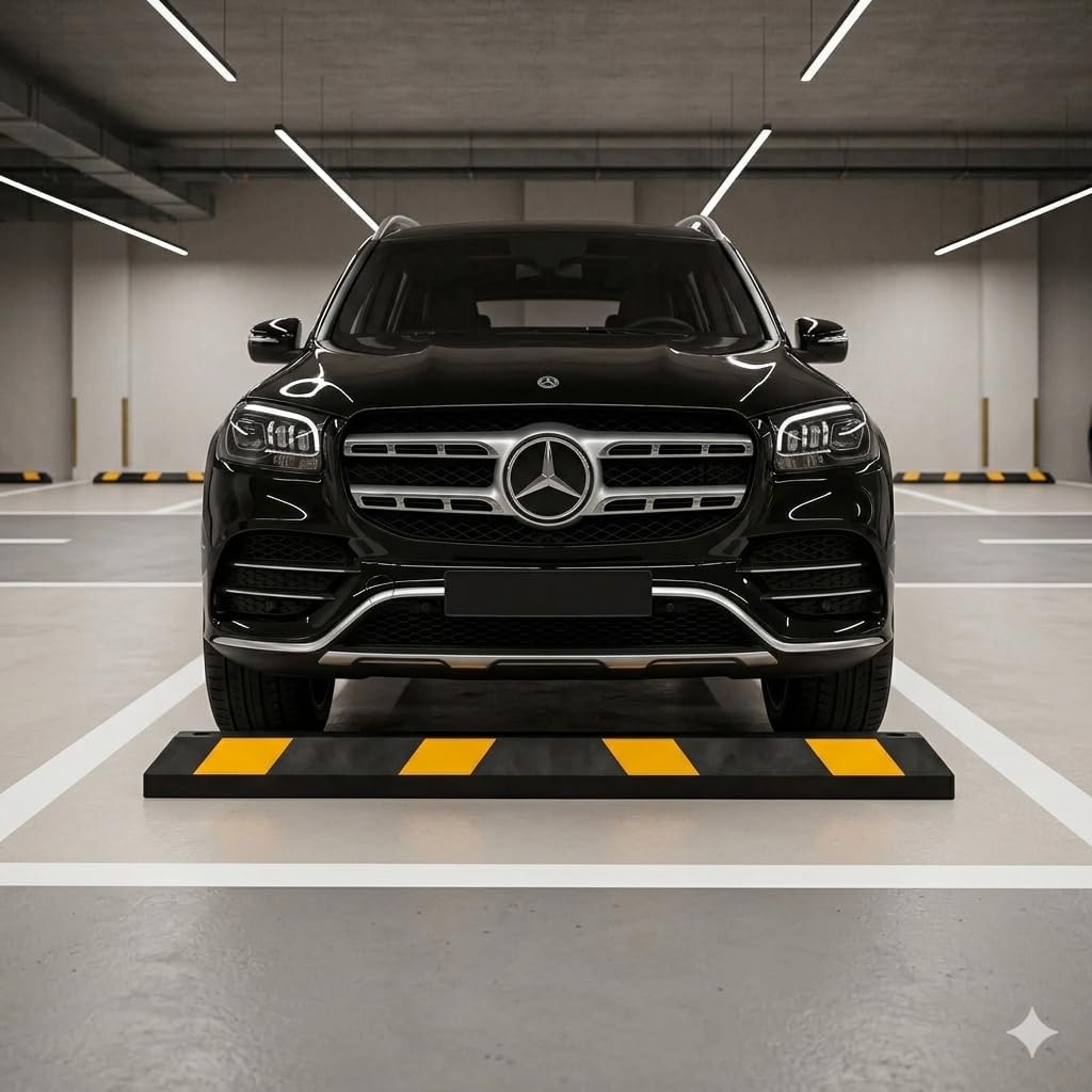 ZONETECH Parking Stopper for Garage Heavy Duty Rubber Parking Curb Stops 72' Garage Parking Stops 20-Pack Premium Quality Garage Wheel Stop Professional Grade w/Yellow Reflective Tape Bolts Included