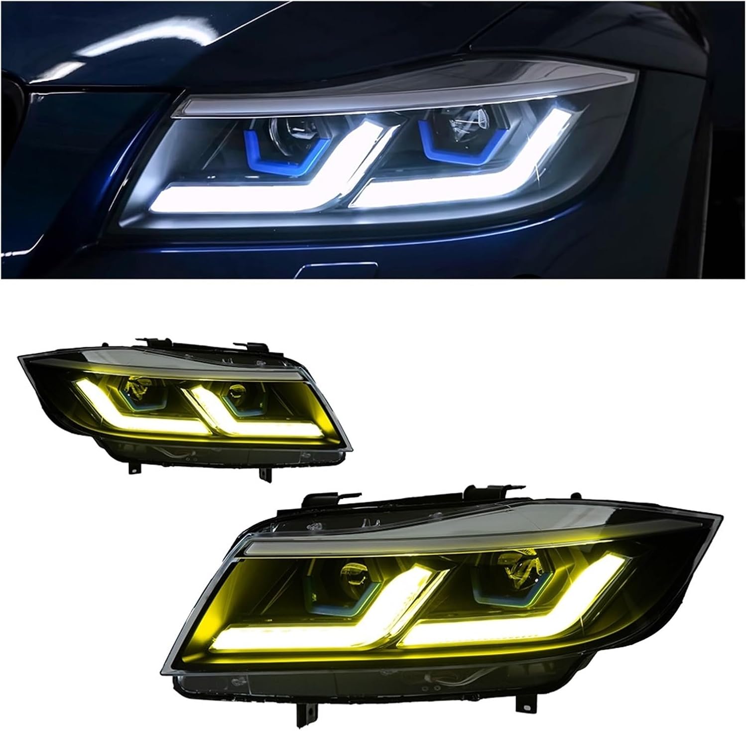 Car Lights Compatible With BMW E90 3 Series 2005-2012 LED Auto Headlight Assembly 318i 320i 325i Upgrade Laser Kit Design Tool Accessories(For 05-08 User,LHD)