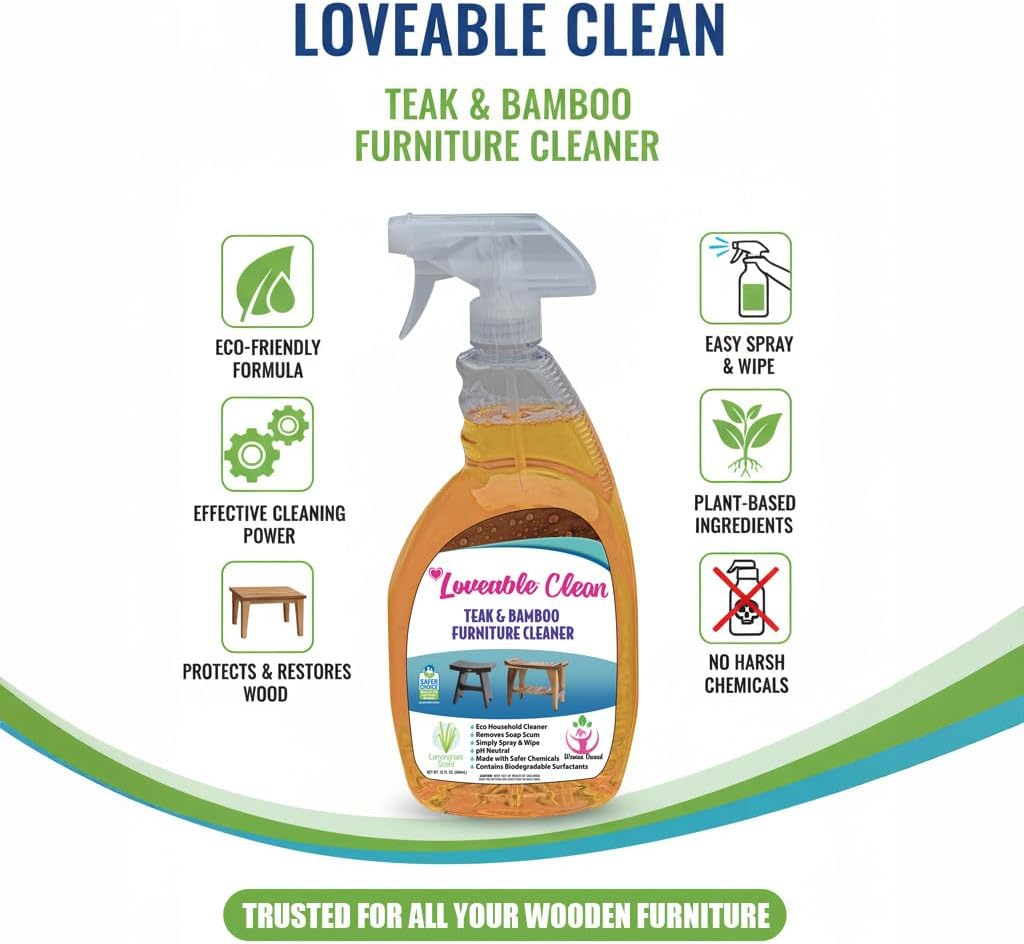EcoDecors Fully Assembled SnazzyCorner® 18' Teak Shower Bench, Corner Shower Stool, w Shelf, Plus Loveable Teak Oil Spray Bottle 24 oz, Loveable Teak Cleaner 32 oz, Space Saver Corner be