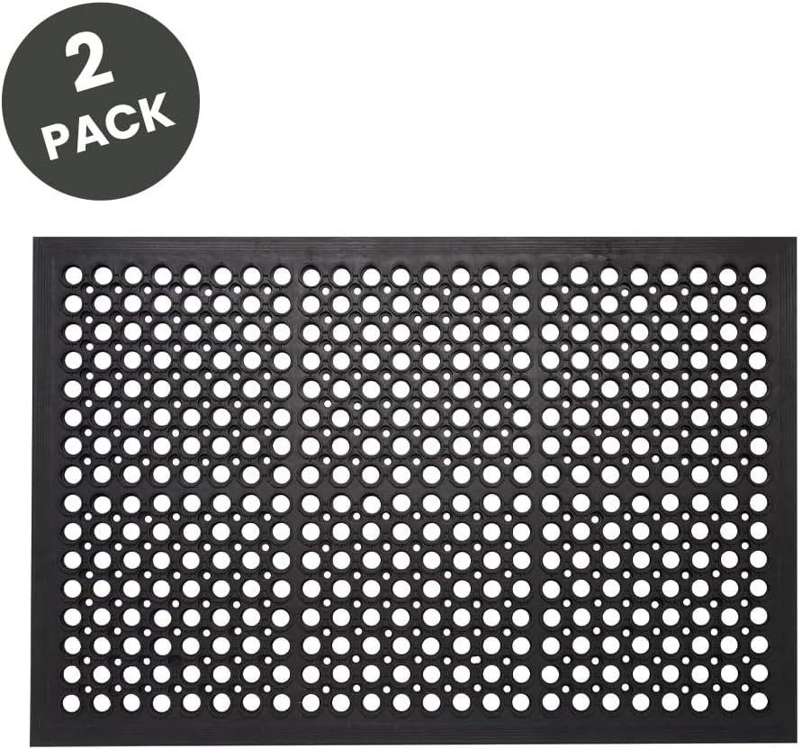 Envelor Anti Fatigue Mat 2 Pack Rubber Floor Mats Door Mat Non Slip Drainage Mat for Entryway, Kitchen, Restaurant, Garage, Heavy Duty Use Doormat, Commercial Floor Mat Industrial 36 x 60 Inches