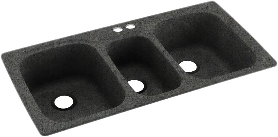 Swanstone KS04422TB.071-2 2-Hole Solid Surface Kitchen Sink, 44' x 22', Indian Grass