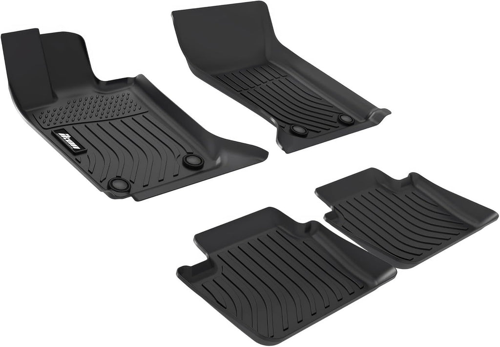 IKON MOTORSPORTS 3D TPE Floor Mats, Compatible with 2024-2025 Porsche Panamera 4, All Weather Waterproof Non-Slip Floor Liners, Front & 2nd Row Full Set Car Interior Accessories, Black 4PCS
