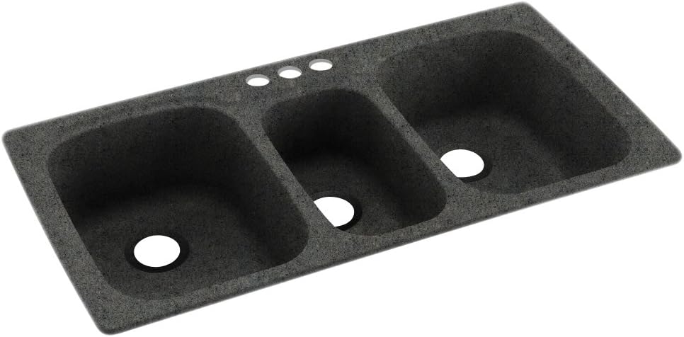 Swanstone KS04422TB.071-3 3-Hole Solid Surface Kitchen Sink, 44' x 22', Indian Grass