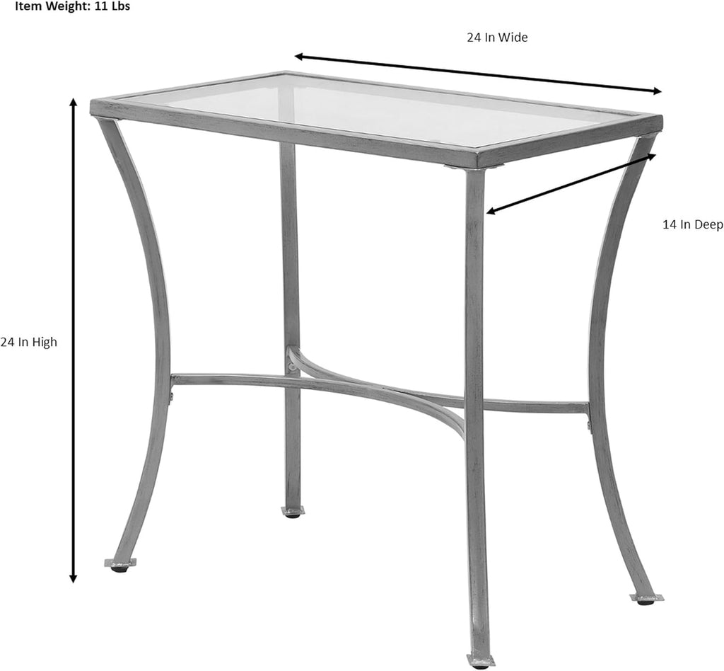 Carolina Chair & Table Ryker Accent Table with Clear Tempered Glass Top – Elegant Modern Furniture, Antique Gold Slim Metal Frame Side Table for Home Decor, Small Living Room, Bedroom, Entryway