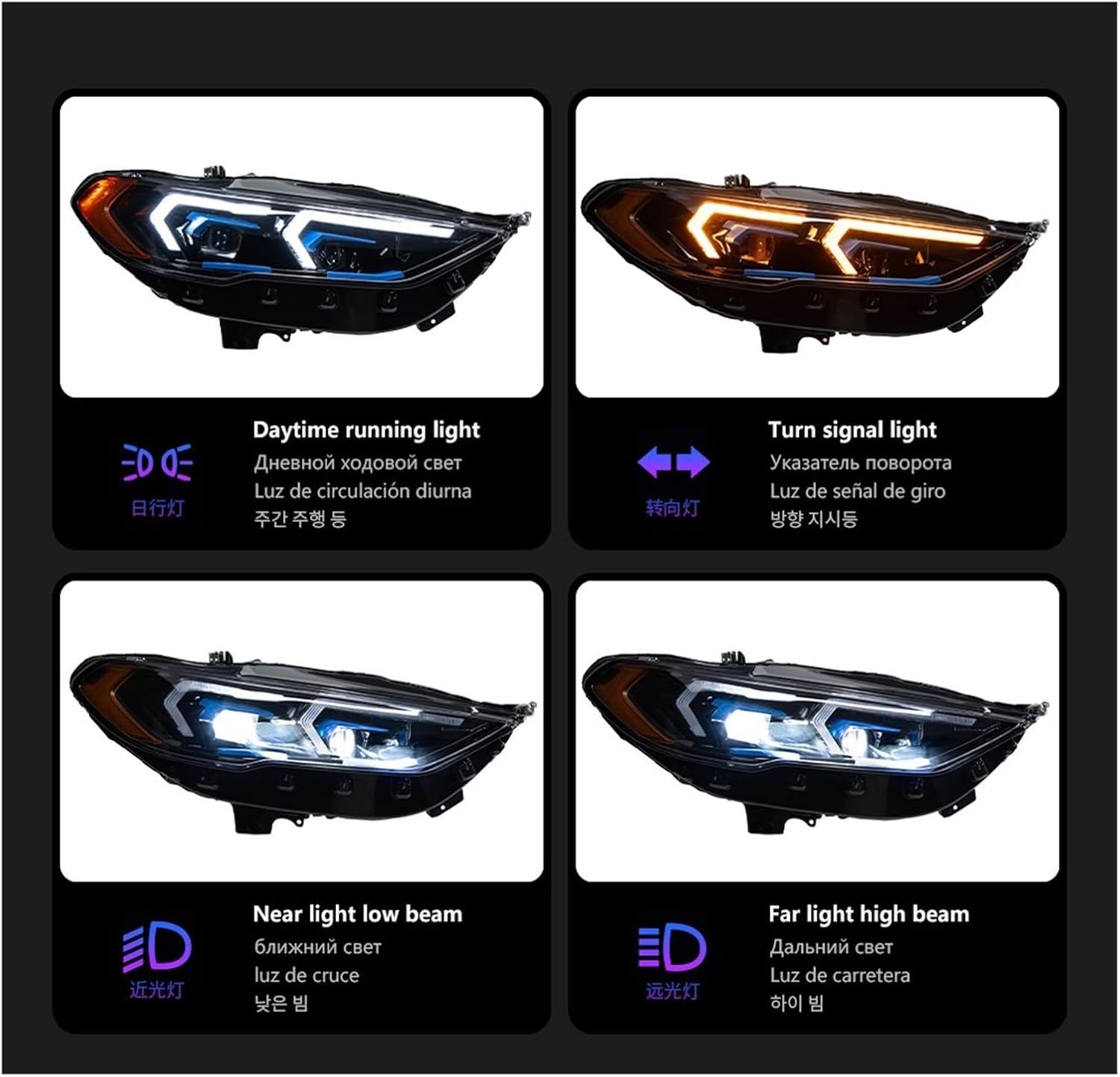 Car Lights Compatible With Headlight Fusion Headlights 2013-2020 Compatible With Mondeo BMW Models LED Headlights Dynamic Signal Animation DRL Modified(2013-2016)