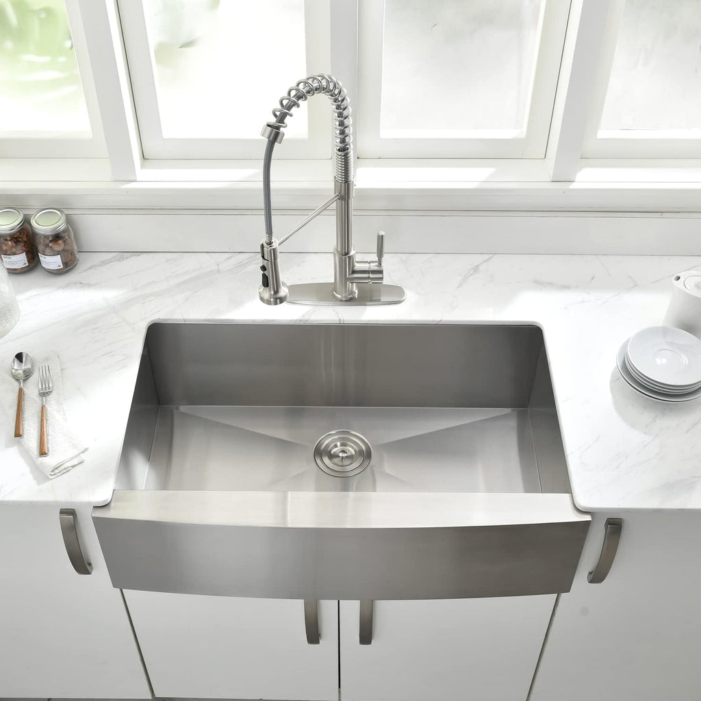 30 Inch Farmhouse Sink -VOKIM 30x22 Inch Farmhouse Apron Front Sink 16 Gauge 304 Stainless Steel Single Bowl Farm Sink