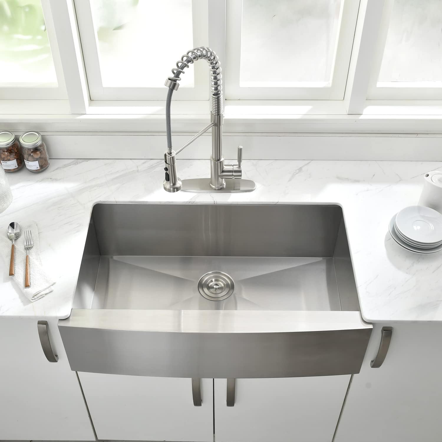 30 Inch Farmhouse Sink -VOKIM 30x22 Inch Farmhouse Apron Front Sink 16 Gauge 304 Stainless Steel Single Bowl Farm Sink