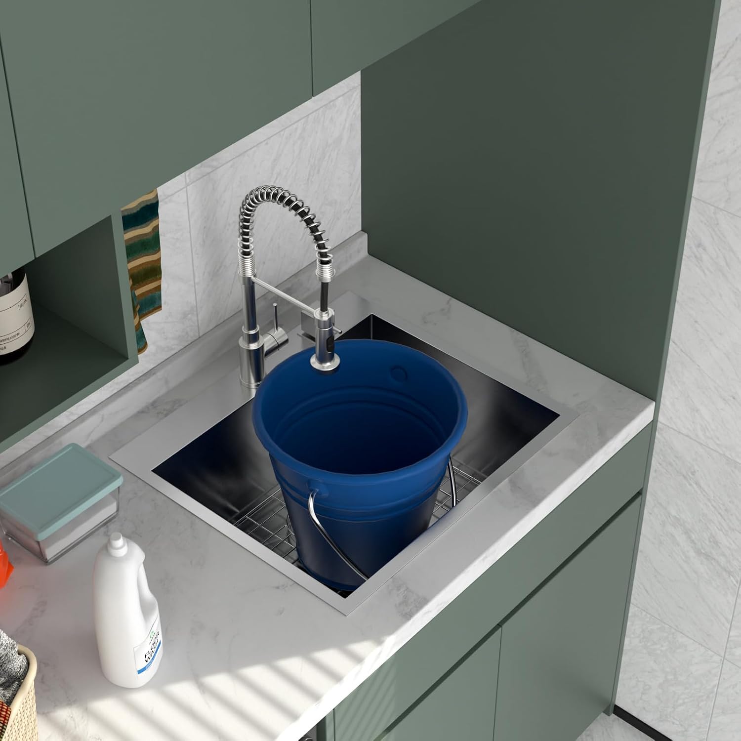 Logmey 25x22 Drop in Laundry Sink 25 Inch Laundry Room 12' Deep Sinks Handmade 16 Gauge Heavy Duty Stainless Steel Large Capacity Utility Washing Tub for Home & Commercial Use