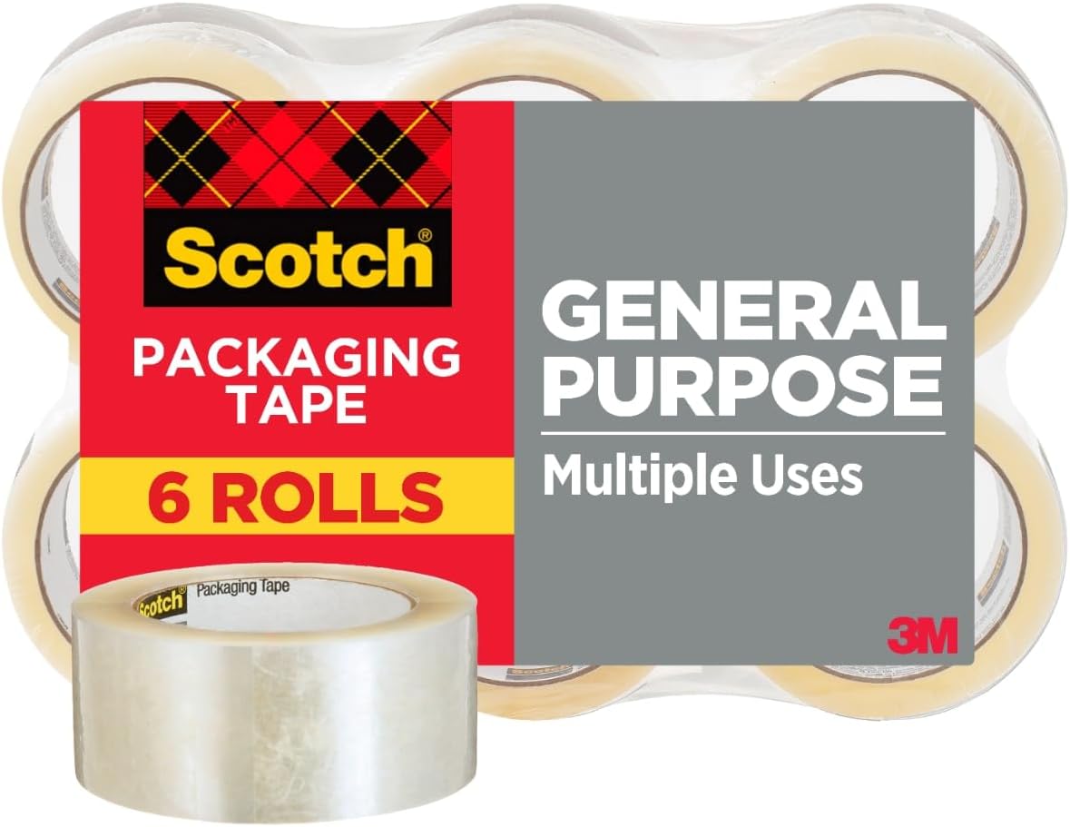 Scotch Shipping Packaging Tape, 1.88' x 54.6 yd, 6 Rolls (3350-6) (Pack of 6)