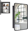 Black Bathroom Medicine Cabinet with Mirror 16 x 24 Metal Frame Recessed Or Wall Mounted Single Door Storage Medicine Cabinets with Adjustable Shelves Rounded Corner Beveled Mirrors