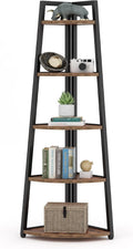 LITTLE TREE 5 Tier Tall Corner Shelf 70 Inch Corner Bookshelf Bookcase for Small Space