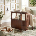 Narrow End Table with 2 Drawers and Storage Shelf, Slim Side Tables, Farmhouse Sofa Beside Table- for Small Spaces, Living Room Telephone Tables, Easy Assembly, Dark Brown BG-A508-CY